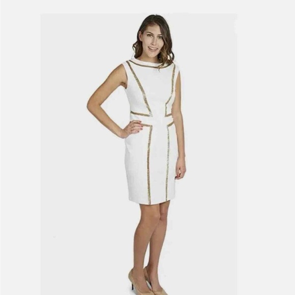 Joseph Ribkoff Dresses & Skirts - NWT Joseph Ribkoff White and Gold Sequin Dress